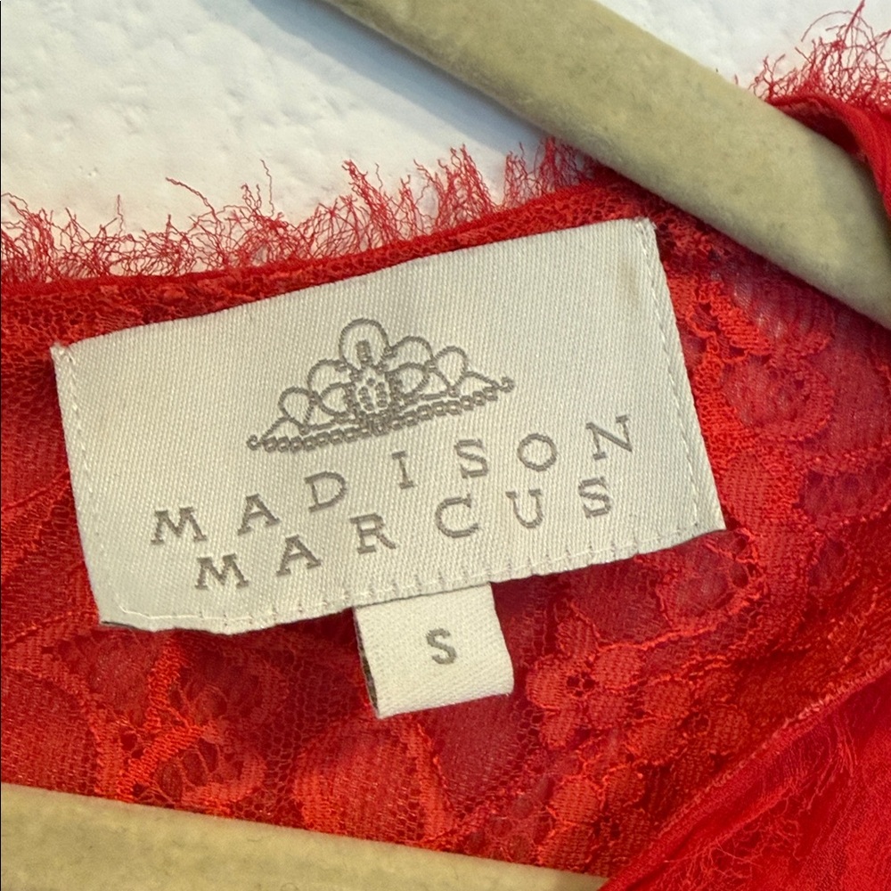 Madison Marcus Vibrant Red Lace Blouse - Picture 2 of 5
